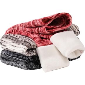 3 Pack Girls Printing Fleece Lined Leggings Kids Warm Winter Pants Girls Stretch Thick Tights