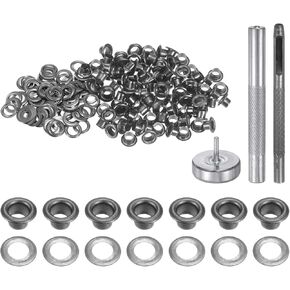 HARFINGTON 100pcs Grommet Tool Kit 20mm Copper Grommet Eyelet Set with Hole Hollow Punch, Grommet Setter Tools for Clothing Leather Fabric Belt, Black