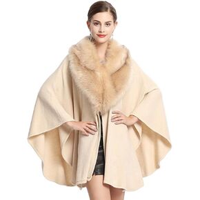 Womens Faux Fur Wraps and Shawls for Evening Dresses Formal Bridal Dressy Cape Warm Fall Winter Wedding Party Cloaks