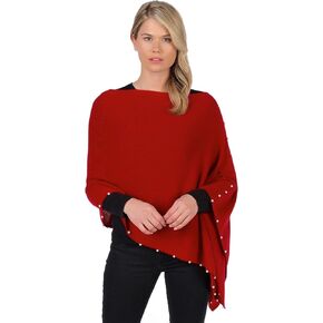 CLAUDIA NICHOLE by Alashan: Women's 100% Cashmere Capelet with Pearl Trim Luxe Dress Topper Poncho- One Size Fit