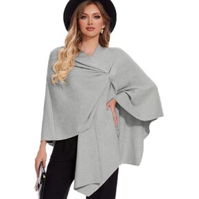 Shawl Wraps for Women Cross Front Poncho Sweater Knitted Elegant Cape for Fall Winter Wedding