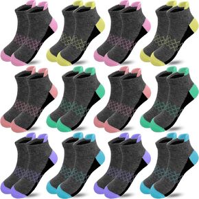 JAMEGIO Girl Socks 12 Pairs Girls Ankle Socks Athletic Running Low Cut Socks