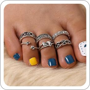 Toe Rings for Women Boho Toe Rings Set Rhinestone Turquoise Toe Rings Vintage Band Punk Toe Rings Summer Beach Toe Open Rings Adjustable Foot Jewelry