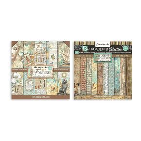 Stamperia International Fortune Bundle: 8" x 8" Double-Sided Paper Pad + 8" x 8" Backgrounds Double-Sided Paper Pad