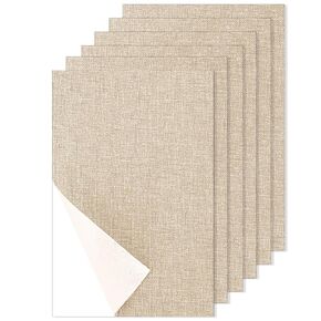 6 Pcs Fabric Repair Patch Linen Couch Fabric Patch Self Adhesive Leather Repair Patch 6 X 4 Inch Couch Patch Repair Fabric for Sofas, Furniture, Bags, Car Seats (Beige)