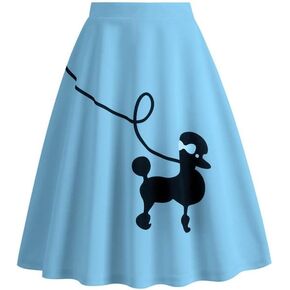 Women's Poodle Skirts 50s Halloween Costume Adult Outfit 2024 High Waist Vintage Skirt Swing Pleated Party Skirts