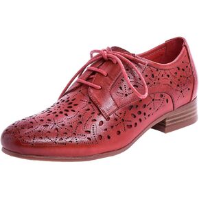 Mona flying Women's Leather Perforated Lace-up Oxfords Brogue Derby Shoes for Ladies