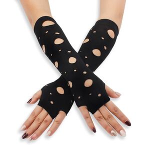 mdgfge Mesh Goth Arm Warmers Gloves Punk Gothic Irregular Hole Arm Sleeve Rock Style for Women Men Halloween Masquerade Cosplay Party Supplies