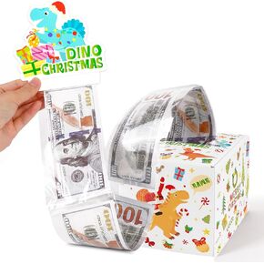 Dinosaur Christmas Money Box for Cash, Konsait Cute Dinosaur Christmas Cash Box, Christmas Money Holders for Cash Gift Pull, Kids Adults Surprise Gift