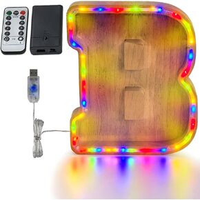 Wooden Money Banks,9inch LED Piggy Bank for Kid Multicolor Variable Coin Bank (A-Z) USB-A & 3*AA Battery Power Supply Suitable for Birthday Gift, Holiday Celebration (P)