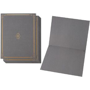 Diploma Cover Holders for Letter-Sized Award Certificate, Gold Border (Grey, 12 Pack)