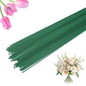 50 Pieces Floral Wire Stems Flower Wire Stem Dark Green Floral Stem Wire for Crafts Making DIY Bouquet Flower Arrangements Wire Stem Supplies Florist Floral Wire Stem Flower Paper Wrapped Wire (Green)