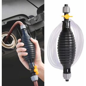 Upgraded Multifunctional Siphon Pump for Gasoline - Gasoline Transfer Pump - Durable PVC Siphon Hose Pump, Diesel, Water Transfer - High-Temperature Resistant Gas Hand Pump with Flow Valve (6.5 Ft)