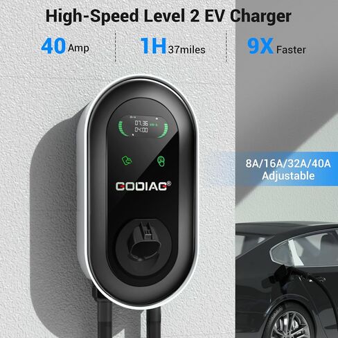 GODIAG Home Level 2 شاحن EV، 40 أمبير، 9.6 كيلو واط 240 فولت، محطة شحن مركبة كهربائية مثبتة على الحائط مع كابل بطول 25 قدم in Kuwait