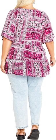AVENUE Womens Plus Size Top Tess Dress-Shirts, Patch Perfect, 16 Plus in Saudi Arabia