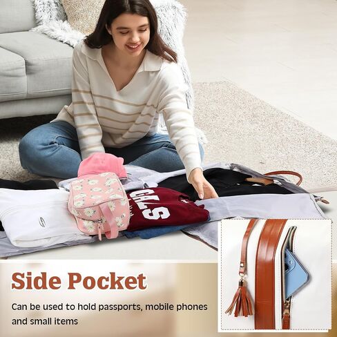 Travel Bag Garment Bag Garment Duffle Bags for Travel Carry on PU Garment Bag 2 in 1 Suit Luggage Bags for Travel (Beige) in Saudi Arabia