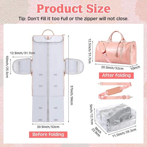 حقيبة سفر حقيبة ملابس حقائب دفل للملابس للسفر تحمل على حقيبة ملابس من البولي يوريثان 2 في 1 حقائب أمتعة للسفر (بيج) in Kuwait