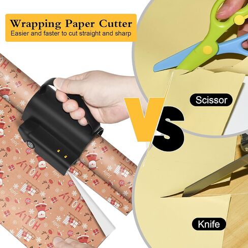 JIKIOU Wrapping Paper Cutter with 3 Replaceable Blade Sets, Birthday&Christmas Gift Upgraded Wrapping Paper Cutter with Non-Slip Removable Handle, Easy to Cut Kraft Paper roll Slitter Cutter in Saudi Arabia