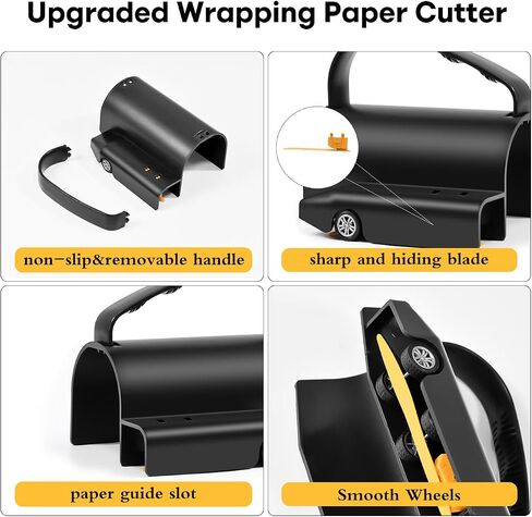 JIKIOU Wrapping Paper Cutter with 3 Replaceable Blade Sets, Birthday&Christmas Gift Upgraded Wrapping Paper Cutter with Non-Slip Removable Handle, Easy to Cut Kraft Paper roll Slitter Cutter in Saudi Arabia
