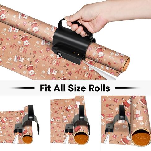 JIKIOU Wrapping Paper Cutter with 3 Replaceable Blade Sets, Birthday&Christmas Gift Upgraded Wrapping Paper Cutter with Non-Slip Removable Handle, Easy to Cut Kraft Paper roll Slitter Cutter in Saudi Arabia