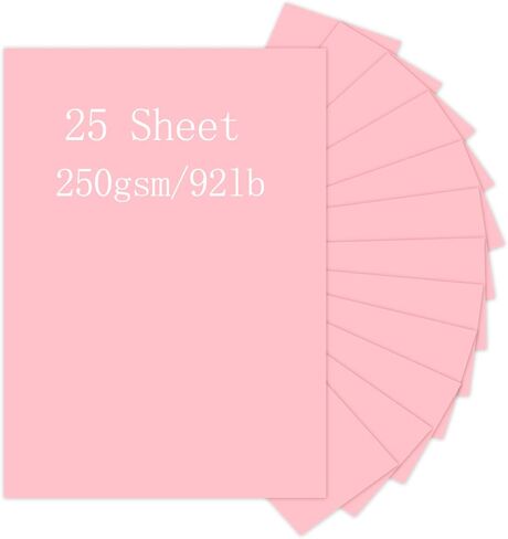 Pink Cardstock, Pinovk 25 Sheets 8.5 x 11 Thick Paper, 250gsm/92lb Card Stock Printer Paper for Halloween, Christmas, Invitations, Crafts, DIY Cards, Scrapbooking, and Stationery Printing in Saudi Arabia