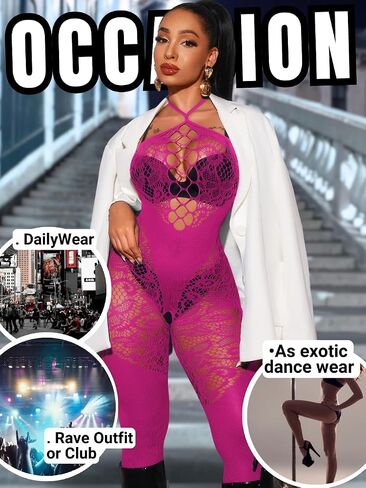 Body Stockings For Women Sexy Lingerie, Fits 0-16, Fishnet Bodysuit Glow Party Rave Club, Dancer Outfits Exotic Sets in Saudi Arabia