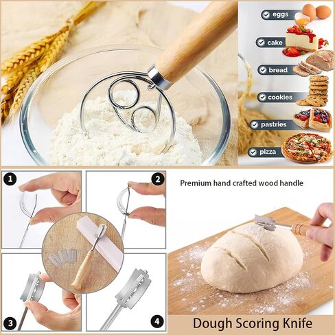 Sourdough Bread Baking Supplies, 2 PCS 9 Inch Banneton Bread Proofing Basket Set with 20PCS Bread Making Tools, Sourdough Proofing Basket for Making Baking Fermentation in Saudi Arabia