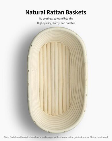 Banneton Bread Proofing Basket, 9 inch Round Sourdough Starter Kit for Baking Fermentation, Bread Making Supplies Tools Set, Sourdough Bread Baking Supplies Accessories, Rattan Basket Gift Set in Saudi Arabia