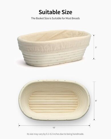 Banneton Bread Proofing Basket, 9 inch Round Sourdough Starter Kit for Baking Fermentation, Bread Making Supplies Tools Set, Sourdough Bread Baking Supplies Accessories, Rattan Basket Gift Set in Saudi Arabia