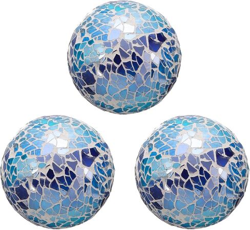 uxcell 3Pcs Decorative Glass Balls 2.36 Inch Orbs Centerpiece Balls Mosaic Glass Ball Sphere for Decor Bowls Vases Dining Table Party, Gold Tone in Saudi Arabia