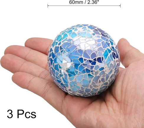 uxcell 3Pcs Decorative Glass Balls 2.36 Inch Orbs Centerpiece Balls Mosaic Glass Ball Sphere for Decor Bowls Vases Dining Table Party, Gold Tone in Saudi Arabia