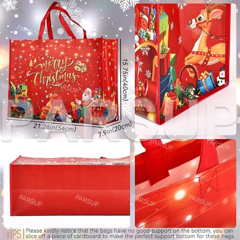 10PCS Giant Christmas Gift Bags,Christmas Tote Bags with Handles, Grocery Bags, Multifunctional Non-Woven Christmas Tote Bags for Gifts Wrapping Shopping, Xmas Party Supplies, 21.26"×15.75"×7.9" in Kuwait