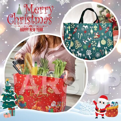 10PCS Giant Christmas Gift Bags,Christmas Tote Bags with Handles, Grocery Bags, Multifunctional Non-Woven Christmas Tote Bags for Gifts Wrapping Shopping, Xmas Party Supplies, 21.26"×15.75"×7.9" in Kuwait