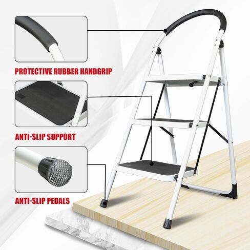 Big Red 4 Step Ladder, 400lbs Ergonomic Folding Stool with Anti-Slip Pedal, Step Stool with Padded Handle for Kitchen, Household, Offices, ATRJZ9034XR-1 in Kuwait