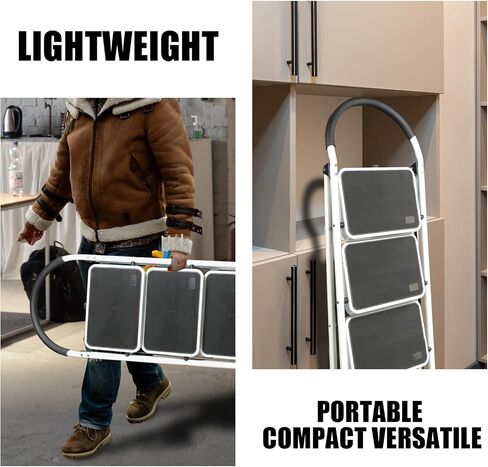 Big Red 4 Step Ladder, 400lbs Ergonomic Folding Stool with Anti-Slip Pedal, Step Stool with Padded Handle for Kitchen, Household, Offices, ATRJZ9034XR-1 in Kuwait