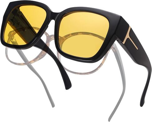 Polarized Fit Over Glasses Sunglasses for Women Trendy Square Wrap Around Shades UV Protection Driving Riding in Saudi Arabia