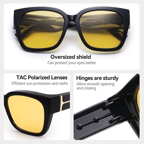 Polarized Fit Over Glasses Sunglasses for Women Trendy Square Wrap Around Shades UV Protection Driving Riding in Saudi Arabia