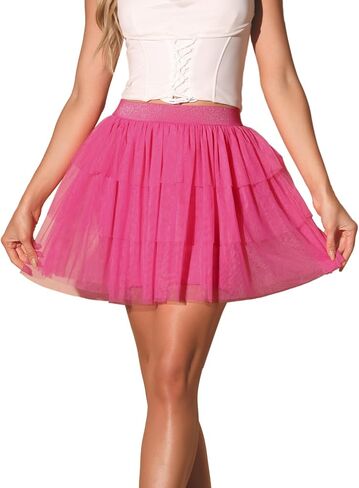 Allegra K Women's Puffy Mesh Mini Skirt Tiered Layered Ballet Bubble Dance Tulle Skirts in Saudi Arabia