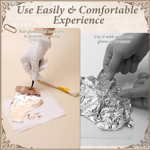 أوراق أوراق الذهب من تشاوياو للفنون، 3 أوراق رقائق ذهبية 300 لون مع فرشاة صوف، مجموعة أوراق الذهب مع ملاقط وقفازات أوراق الذهب للمشروعات اليدوية مثل الطلاء والختم الساخن وصناعة مجوهرات الراتنج in Kuwait