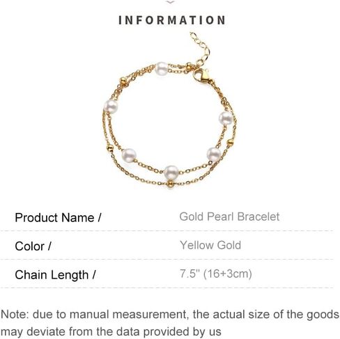 14K Gold Pearl Bracelet, Double Layer Freshwater Pearl Bracelet, Mother's Day Gift for Mother, Wife, Girlfriend in Saudi Arabia