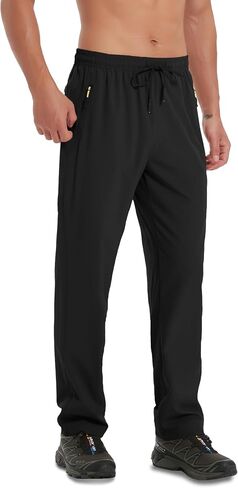 Men's Hiking Pants Lightweight Quick Dry Waterproof Breathable Athletic Joggers Track Running Pants Zipper Pockets in Saudi Arabia