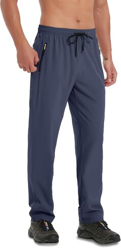 Men's Hiking Pants Lightweight Quick Dry Waterproof Breathable Athletic Joggers Track Running Pants Zipper Pockets in Saudi Arabia