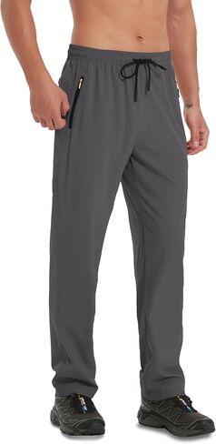 Men's Hiking Pants Lightweight Quick Dry Waterproof Breathable Athletic Joggers Track Running Pants Zipper Pockets in Saudi Arabia