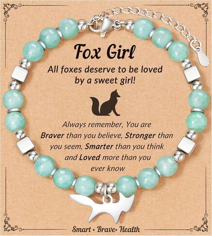 FYUKISS Fox Gifts, Natural Stone Fox Bracelet Jewelry with Quote Card in Saudi Arabia