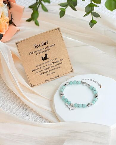 FYUKISS Fox Gifts, Natural Stone Fox Bracelet Jewelry with Quote Card in Saudi Arabia
