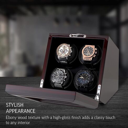 4 Watch Winder with Motor-Stop Option and Quiet Rotors (Black) in Saudi Arabia