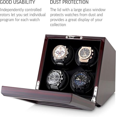 4 Watch Winder with Motor-Stop Option and Quiet Rotors (Black) in Saudi Arabia