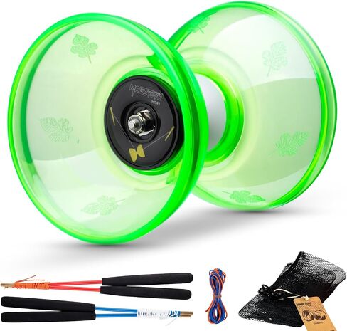 MAGICYOYO Pro Triple Bearing Diabolo Small Size 4" Chinese Yoyo Toy with 2 Pairs Carbon Sticks+ 2 Extra Strings +1 Net Bag, High Performance Chinese Yoyo Diabolo Skill Toy (Blue) in Saudi Arabia