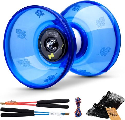 MAGICYOYO Pro Triple Bearing Diabolo Small Size 4" Chinese Yoyo Toy with 2 Pairs Carbon Sticks+ 2 Extra Strings +1 Net Bag, High Performance Chinese Yoyo Diabolo Skill Toy (Blue) in Saudi Arabia