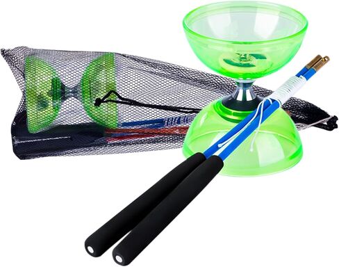 MAGICYOYO Pro Triple Bearing Diabolo Small Size 4" Chinese Yoyo Toy with 2 Pairs Carbon Sticks+ 2 Extra Strings +1 Net Bag, High Performance Chinese Yoyo Diabolo Skill Toy (Blue) in Saudi Arabia